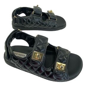 Steve Madden Margie Black Quilted Sandals